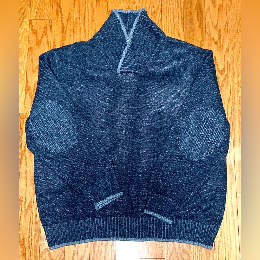 Men’s XXL 50/50 Wool/Nylon JOSEPH ABBOUD Shawl Collar Padded Elbow Sweater